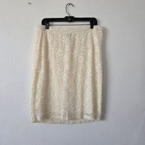 True Envy Cream Ivory Lace Midi Skirt Cottagecore Angel Formal Church Stretch XL